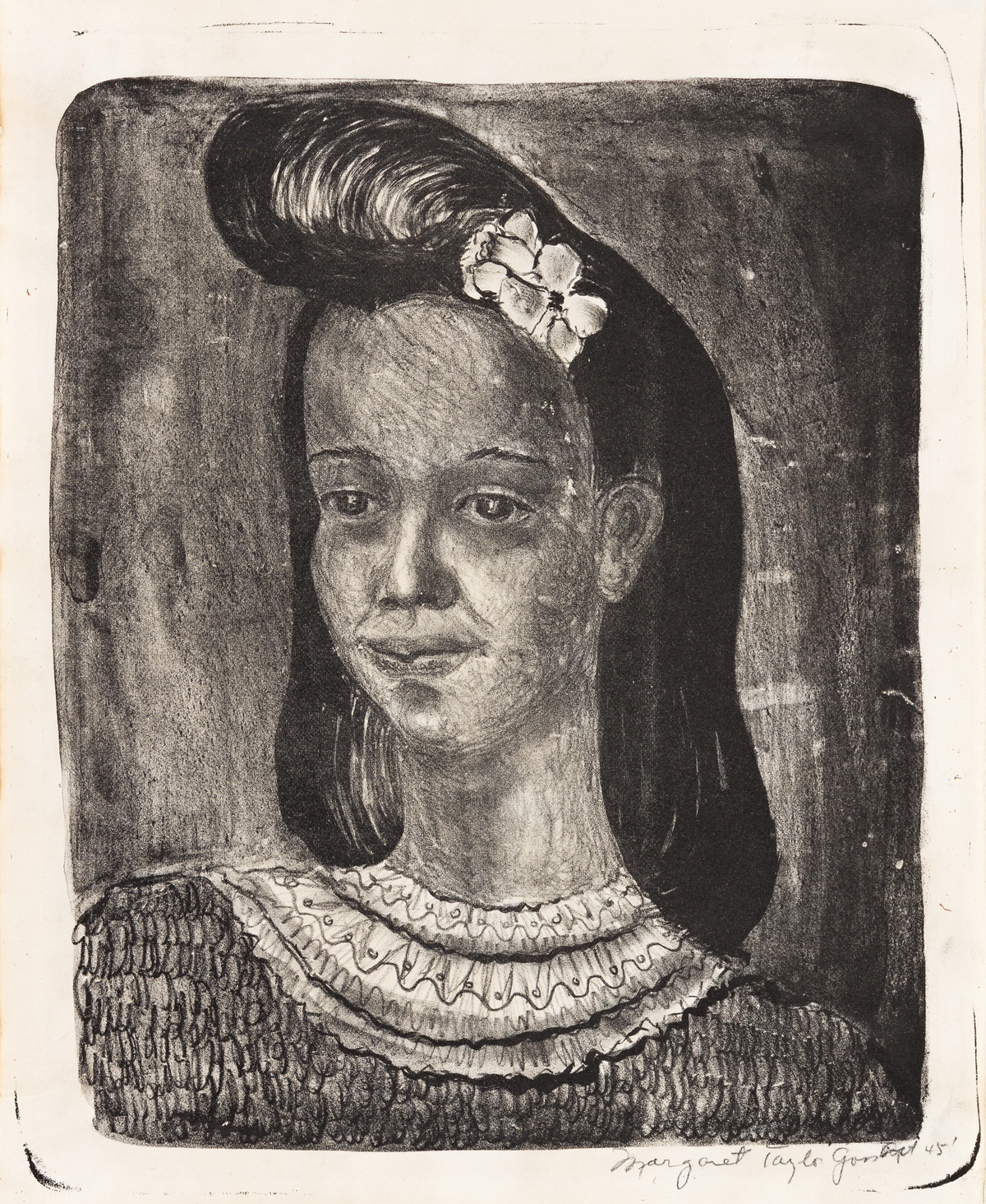 MARGARET BURROUGHS (1917 - 2010) Untitled (Portait of a Young Woman).